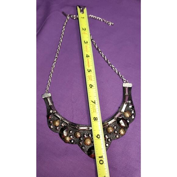Daisy Fuentes Signed Faux Leather Necklace, bronze silver gunmetal accents - Picture 7 of 11